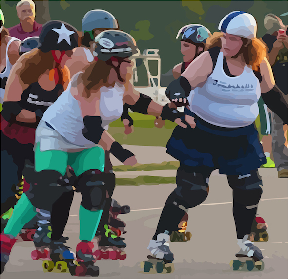 overweight skaters with protective gear