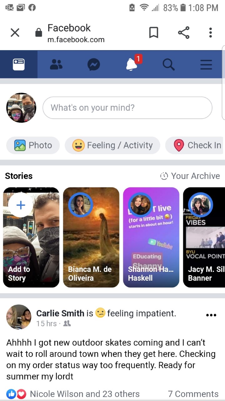 screenshot of facebook